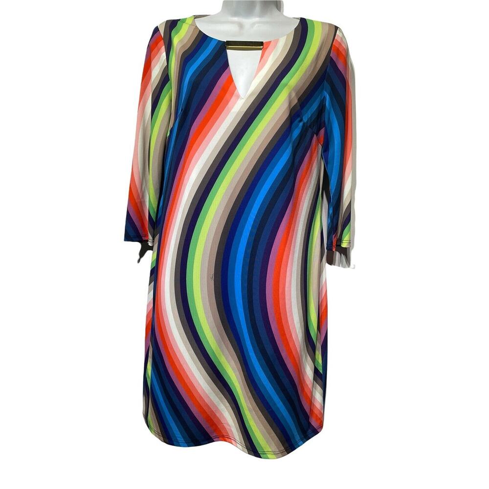 Trina Turk Bolero Wave Stripe Jersey Retro Shift Dress size 4